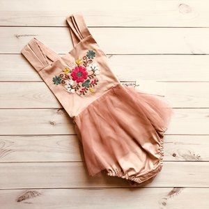 NWT Paush Embroidered Floral Tutu Bubble Romper 3
